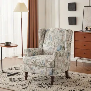 Fabric Upholstered Leisure Armchair - Modern Accent Chair with Solid Wood Legs, Single Sofa for Living Room & Bedroom