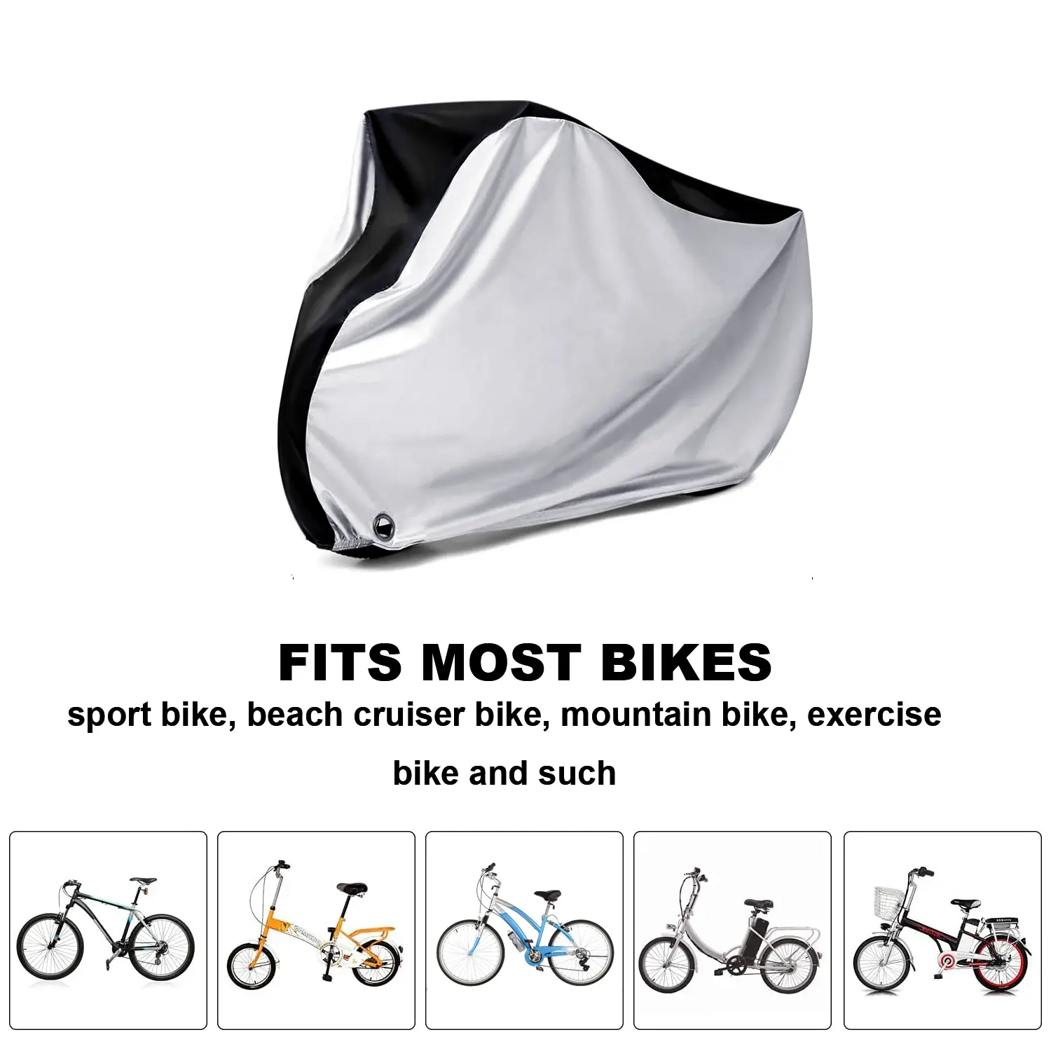 Waterproof Bike Cover with Lock Hole,Dustproof,Windproof Buckle,UV Protection,Elastic Hem,Universal Size for Mountain Bike,Road Bike and Folding Bicycle