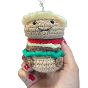 Crochet Keychain Capybara Hamburger Kawaii Gift