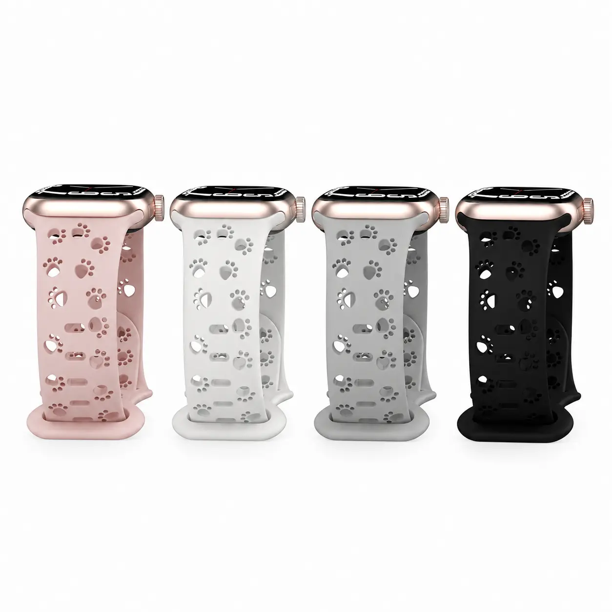 Cute Paw Print Apple Watch Band, Silicone Sport Strap for Women & Men, Soft Breathable Adjustable Replacement Band Compatible with Apple Watch Series 11/10/9/8/7/6/5/4/3, SE & Ultra