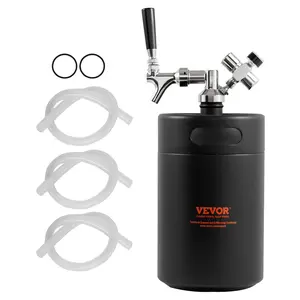 VEVOR Beer Growler Tap System, 170Oz 5L Mini Keg, 304 Stainless Steel Pressurized Beer Growler, Keg Growler with Pressure Display, CO2 Regulator Faucet, Leak-Proof Ring For Draft, Homebrew