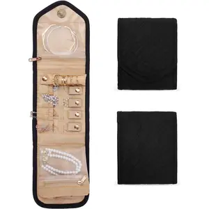 Small  Travel Case Organizer for Necklace, Earrings, Rings, Bracelet,  Storage, Earring Storage, Necklace Storage, Valentines Day Gifts Pouch Bag Accessories for Travel(Black)