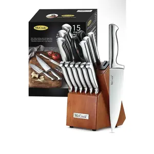 McCook® Knife Sets, German Stainless Steel Kitchen Knife Block Sets with Built-in Sharpener