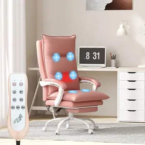 Vinsetto 6-Point Thick Padding Vibration Massage Office Chair, Reclining Backrest and Retractable Footrest, High Back Computer Chair with Heat, Adjustable Height, Swivel Wheels