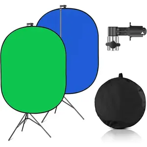 Portable Green Screen Backdrop with Stand,Foldable 5x7ft Chromakey Blue&Green Screen 2 in 1 Pop Up Collapsible Backdrop for Photo and Video ,Gaming (Green & Blue)