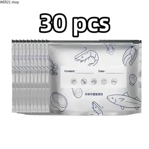 Thick Insulated Aluminum Foil Zipper Bags, 30 Pcs Mixed Sizes Stand-Up Pouches, Tear-Resistant Leakproof & Airtight, Reusable Food Storage Bags for Kitchen, Camping, Outdoor Activities & Fresh Meat Keep