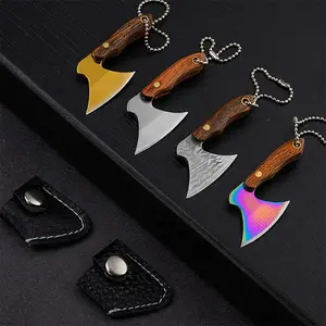 Mini Stainless Steel Axe Keychain, Multifunction Portable Kitchen Knife, Edc Gift Key Pendant, Outdoor Tool Decoration, Compact and Durable