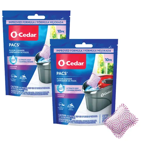 O-Cedar PACS Hard Floor Cleaner, Lavender Scent, 2-Pack Household Cleaning, Ideal for EasyWring, RinseClean, Mop and Bucket Household Cleaning