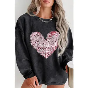 Plus-Size Sequin Heart Sweatshirt