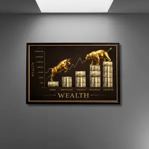 Bull and Bear Wall Art, Financial Chart Poster, Stock Market Decor, Motivational Office Print, Trading Room Artwork