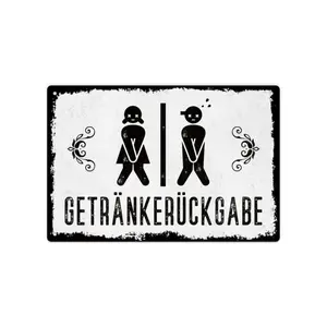 Putuo Decor 1pc Humorous Bathroom Quotes Vintage Metal Sign, Beverage Return, Wall Art Decoration for Home Restroom, 7.8 by 11.8 Inches.