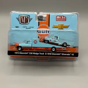 M2 Machines 1:64 1973 Chevrolet C30 Wedge Truck & 1978 Silverado 10 Bedless Gulf
