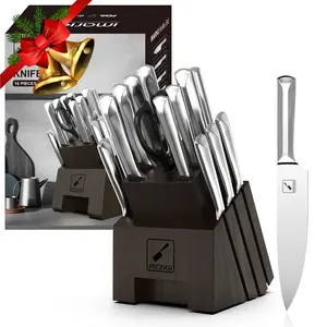 imarku Knife Set, 16 PCS High Carbon Japanese Stainless Steel Knife Sets for Kitchen with Block, Ultra Sharp Kitchen Knife Set with Sharpener Chef Knife Set, Dishwasher Safe Kitchen Knives Knife Block Wood Chopping