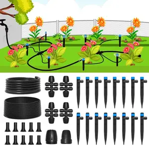 Drip Irrigation System, 95FT Quick Efficient Connector Garden Irrigation System Plants Watering System, 1/2''&1/4"Tubing,Drip Emitters