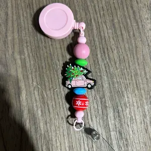Christmas beaded retractable lanyard