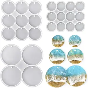 3pcs Silicone 25-Cavity Round Hole Pendant Mold for Epoxy Resin Casting, Plaster Tags & Craft Projects – Multi-Size Molds for Jewelry Making, Keychains, and Accessories