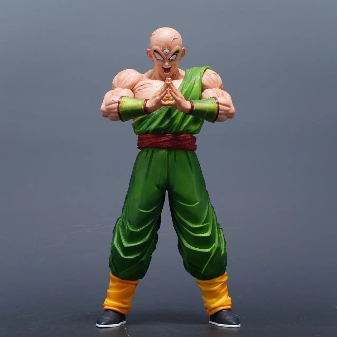Dragon Ball Yamcha PVC Figure, Anime Character Statue, Classic Kamehameha Pose, Detailed Third Eye, Martial Arts Uniform, Belt, Collectible Desktop Ornament, Collectible for Fans