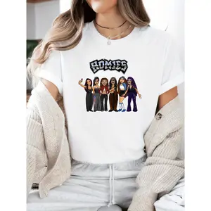 Homies Selfie Squad T-Shirt - Fun Cartoon Design - Stylish Cotton Tee for Women - Ideal Gift for Besties
