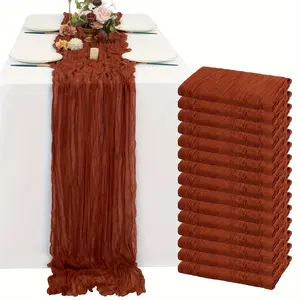 15 Pcs Cheesecloth Table Runner 10ft Boho Gauze Cheese Cloth 35x120 Inch Long Rustic Sheer Table Runner For Wedding Birthday Party Bridal Shower Reception Table Décor Multiple Colors For Weddings Graduation Season Outdoor Events Entertain Guests
