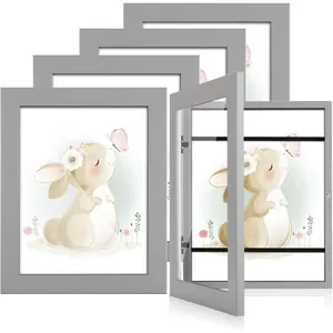 [5-Pack] Kids Art Frames, 8.5x11 Front Opening Kids Artwork Frames Changeable, Gray Artwork Display Frame for Wall, Holds 50 Pcs, for 3D Picture, Crafts, Children Drawing, Art,