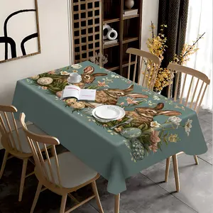 1 piece of high-quality printed European rectangular tablecloth for Easter, with a simple square design suitable for home, kitchen, outdoor picnics, weddings, bridal showers, birthdays, and graduation ceremonies