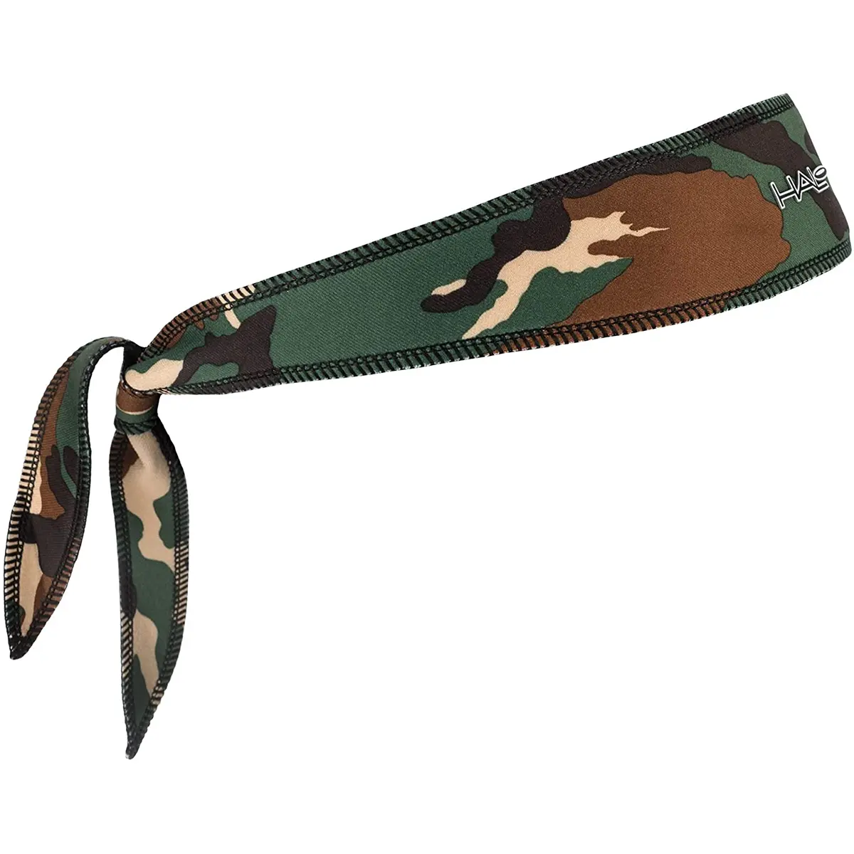 Halo Headband Tie Version - Camo Green, Adjustable Sweat Wicking Workout Hair Accessory, Workout Headband, Sweat Wicking Headband