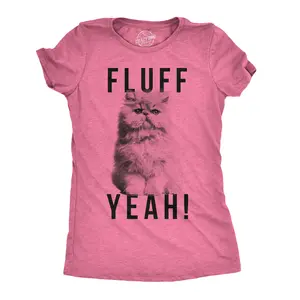 Womens Fluff Yeah T Shirt Funny Kitty Cat Animal Lover Tee for Ladies Funny Womens T Shirts Cute Vintage Fashion Casual Ladies T-Shirt Gift Cat Tops for Women Funny Animal Top Women's Novelty Tees Pink