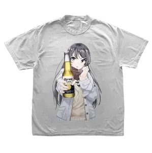 Rabbit Beer T-Shirt, Mai Sakurajima Anime Graphic Tees, Unisex Tshirt, Gifts Shirt, Menswear Womenswear Streetwear, Aesthetic, Heavyweight Cotton Comfort Top Regular Fit Y2k Outfit Outdoor Affliction Clothes