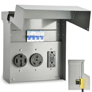 Rv electrical panel temporary power rv outlet box with amp receptacle weatherproof rv electrical power outlet power for hookup camper travel trailer motorhome