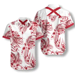 Alabama Proud Hawaiian Shirt, Short Sleeve Casual Button Down Shirts Summer Beach Shirt, Tropical Floral Shirt