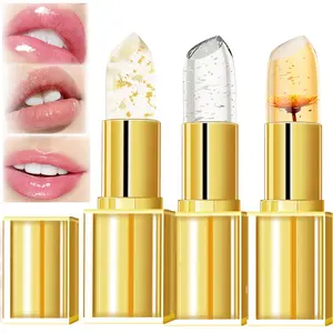 1/2Pcs color-changing crystal dried flower lipstick, pH value changes color, long-lasting 24-hour moisturizing and glossy lip gloss, transparent color-changing lipstick, long-lasting moisturizing, Christmas and Mother's Day gift.