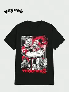 "Terrifier 2 Movie T-Shirt - Art the Clown & Siena Horror Fan Graphic Tee", Fashion Cotton, Full Colors, Full Sizes, For Men, For Women