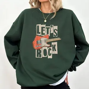Let's Rock Electric Guitar Music Lover Band Guitarist Retro Sweatshirt