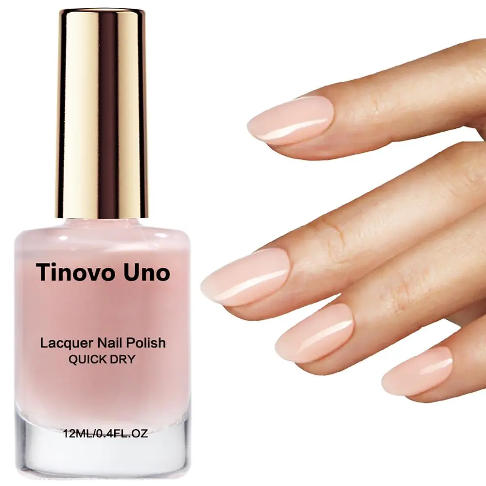 Tinovo Uno Quick Dry Light Pink Nail Polish Nail Art 12ml, no need to bake the lamp, home and leisure painted natural nude feeling, go out to make up the second into a delicate, Manicure Drying, Nail Polish Pastel Colors
