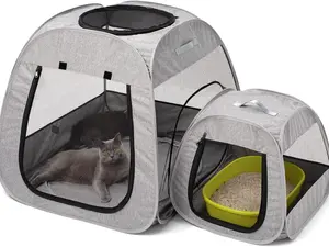 Portable Cat Playpen - Foldable Pet Tent for Kitten and Puppy, Indoor & Outdoor Use, Trapezoidal Design for Better Standing