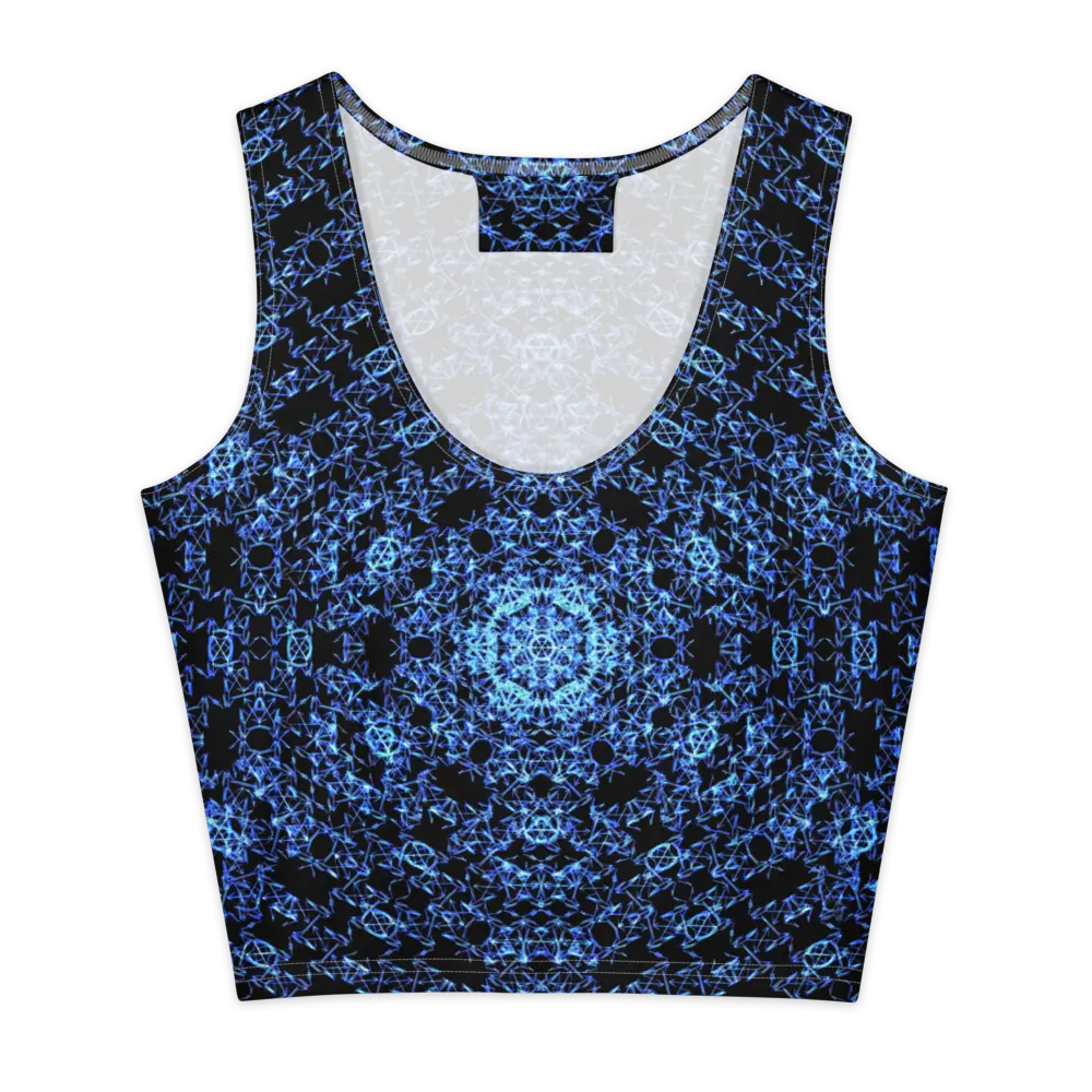 Neon Blue Geometry Crop Top | All-Over Print Streetwear | AURALIN Design Company