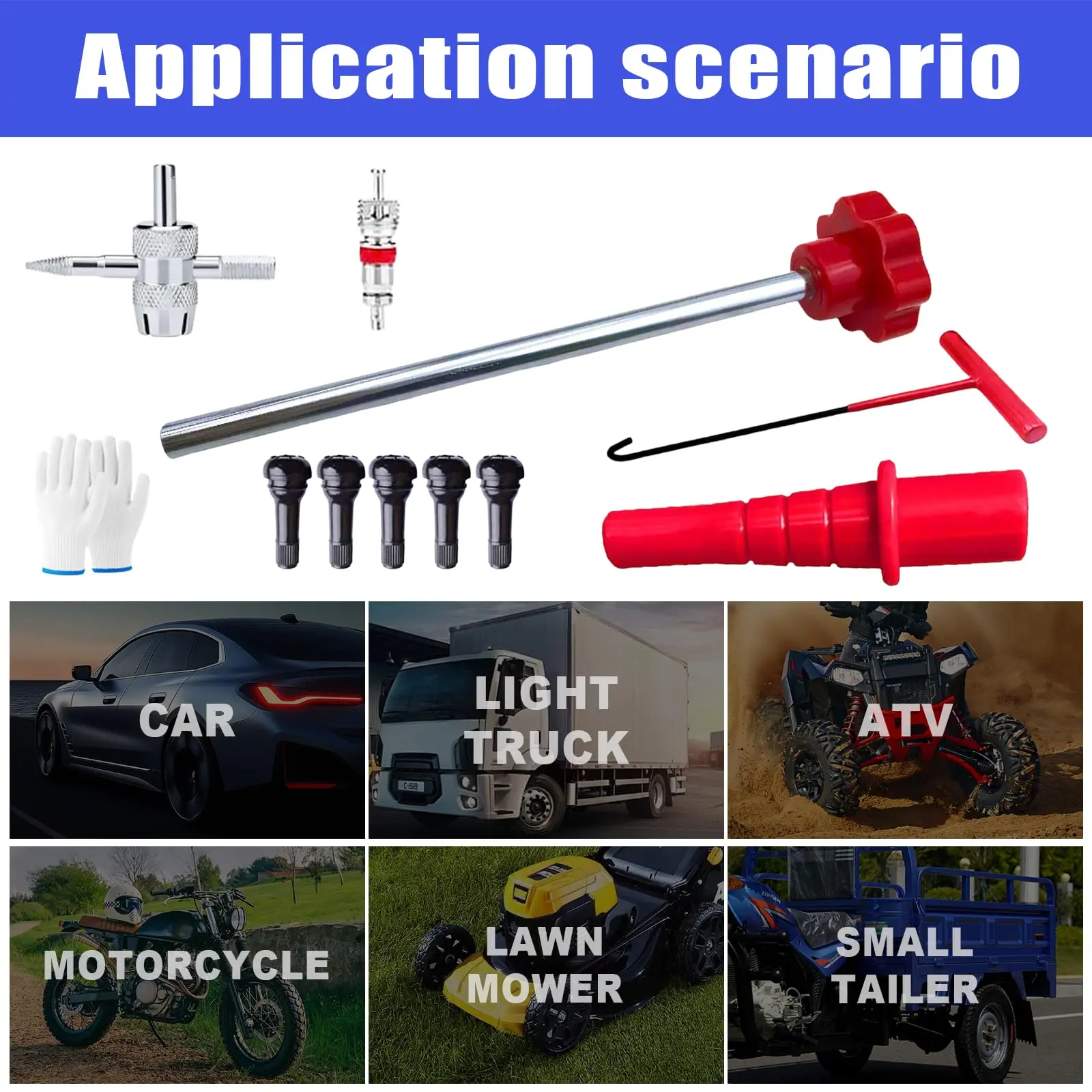 GJANSH 14-Piece Set Quick Change Tire Valve Tool Kit,Tire Valve Stem Core Quickly Replacement Tool Kit,Perfect Tool for Replacing Leaky Valves in Cars,ATVs,Trucks,Motorcycles, etc.with 5 TR413 Valve,4-Way Valve Tool,TikTokShopBlackFriday fathersdaygift