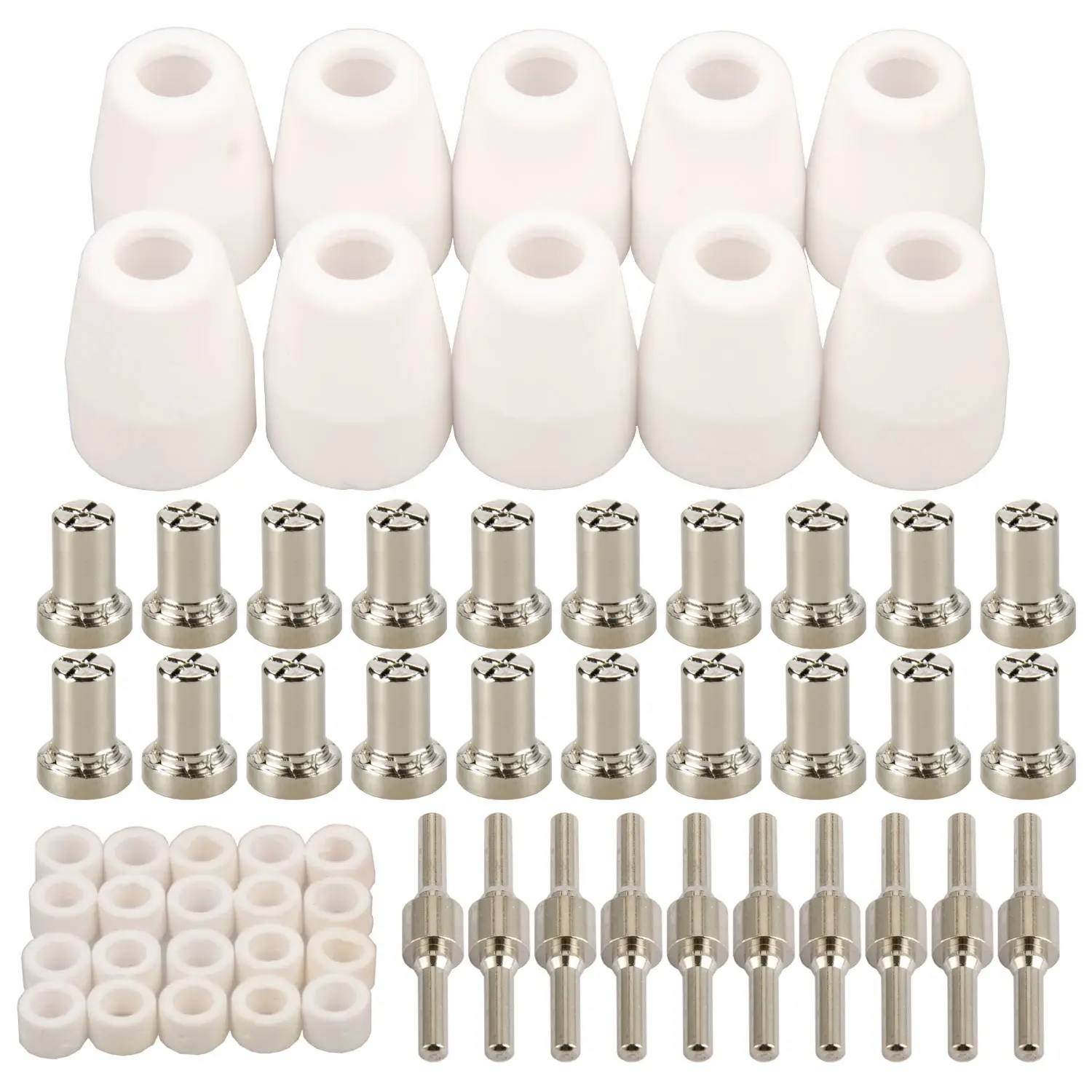 60pcs PT-31 Nickel Plated Extended Air Plasma Cutting Nozzle Electrode Consumables Fit CUT-40 CUT-50D CT-312
