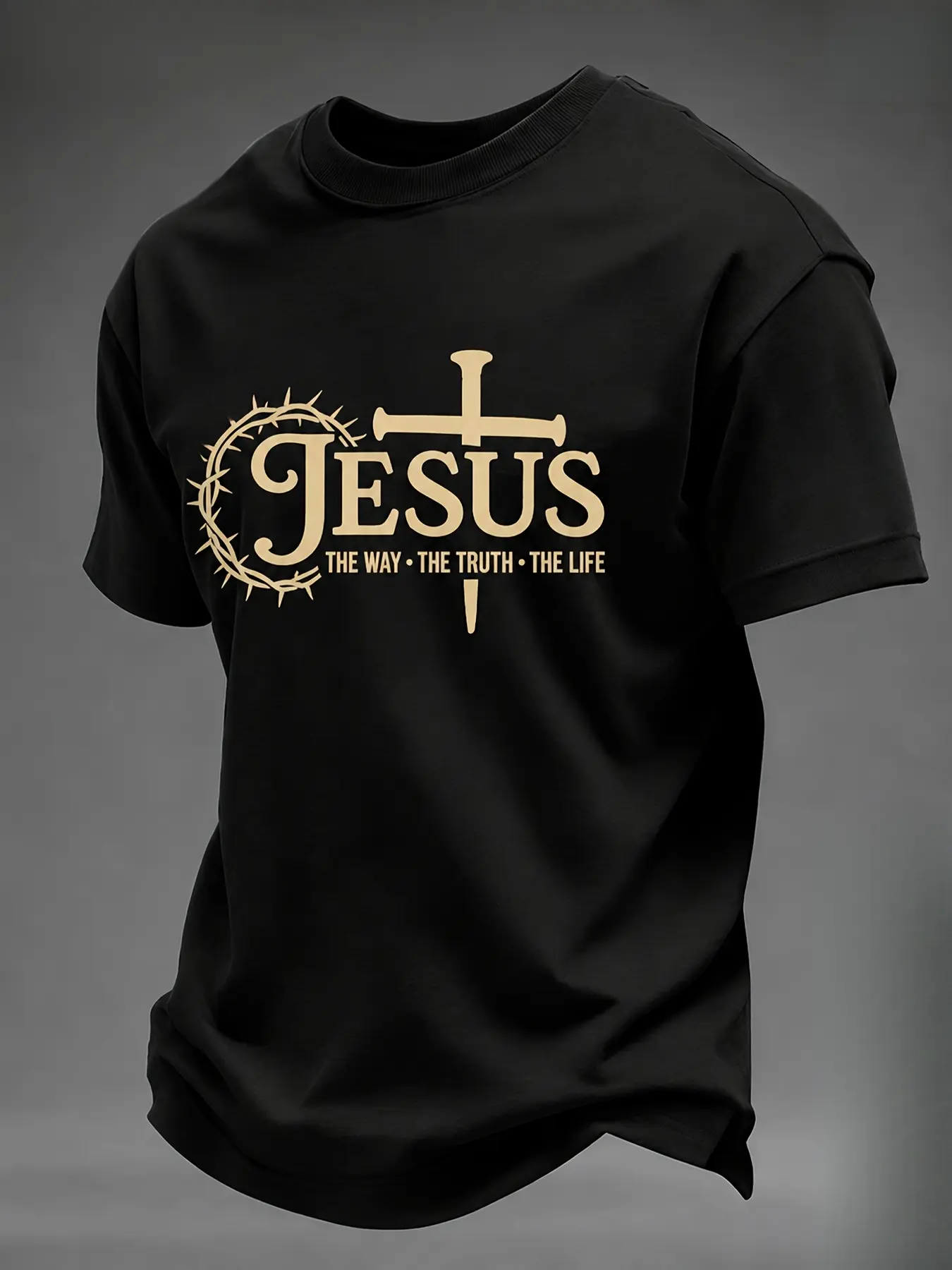 Men'S John 14:6 T-Shirt: Truth, Faith, And Life Christian Cross Short Sleeve Round Neck High-Quality Breathable Casual Fashion 3D Digital Print