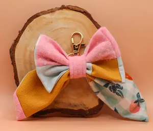 Quilted Patchwork Bow Keychain, For Car Keys, For Her Delicate Affordable, Wrist, Fabric Clasp, Handmade, Adorable, Purse Bag, Accessory