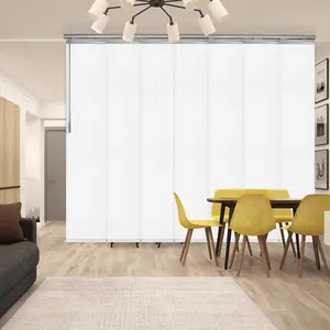 Laci White 7-Panel Single Rail Panel Track Extendable 58"-98"W x 91.4"H, Panel width 15.75" - 100% BLACKOUT