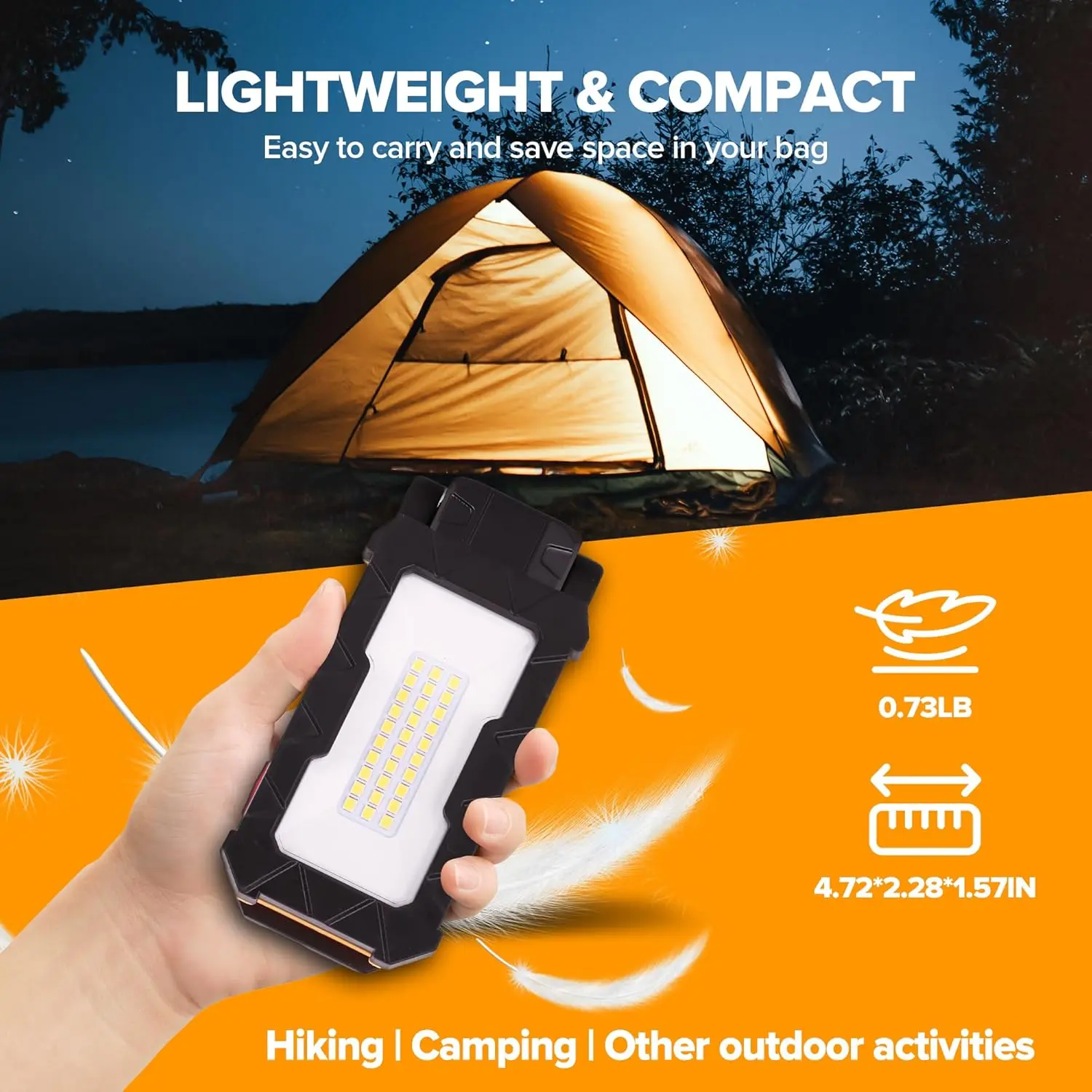 Portable LED Work Light with Clamp - 150° Fold, 360° Rotation, Wide Jaw Clamp, Rechargeable