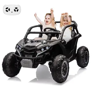 GARVEE 24V 4WD Electric Off-Road Ride On ATV Toy Car - 2-Seater, 58.6 lbs, Dual Driving Modes, Remote Control, Battery-Powered, Non-Slip Tires, LED Lights, Music Function, for Ages 3-4 (Black)