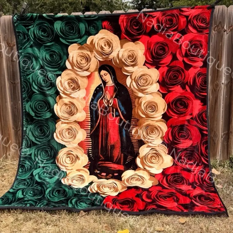 MADRE NUESTRA FLORES  THROW BLANKET KING SIZE