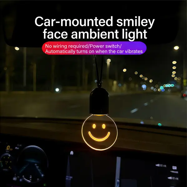 Car Mini Bulb Pendants  Interior Ambient Lights with Soft Glow "Smiling Face" Decoration