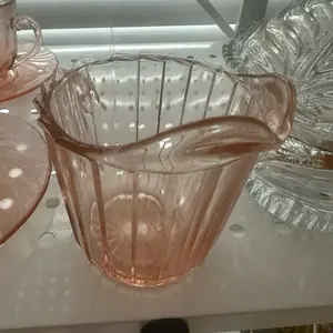 Pink pinwheel depression glass creamer
