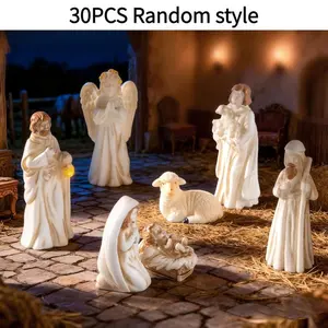 30pcs Christmas Nativity Scene Set, Hand-Painted Resin Manger Decorations, Ideal for Home Decor and Gifts, Christmas Ornament Collection