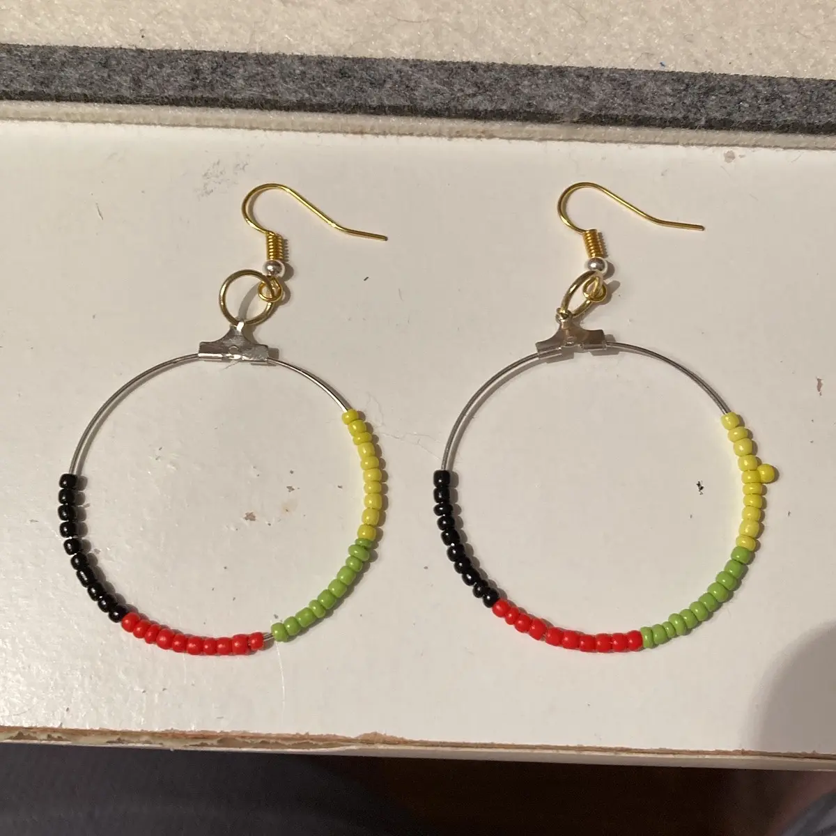 Native American fire colors hoop earrings