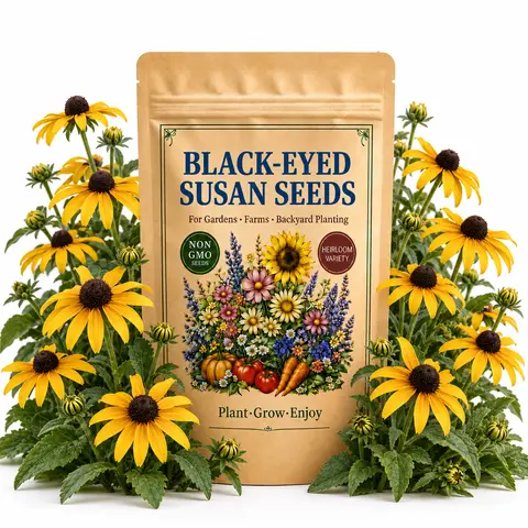 50 Black-Eyed Susan Seeds for Planting, Golden Rudbeckia Flowers with Dark Centers for Sunny Gardens