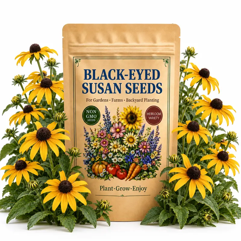 50 Black-Eyed Susan Seeds for Planting, Golden Rudbeckia Flowers with Dark Centers for Sunny Gardens
